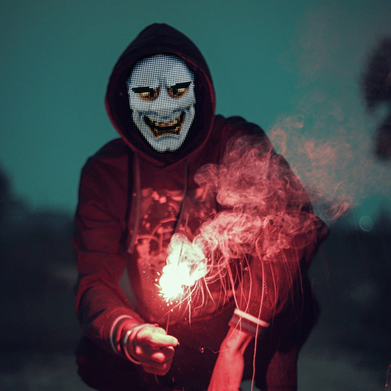 New Halloween Full-color LED Light-emitting Mask Face-changing Mask Party Bar Props APP Editing Props