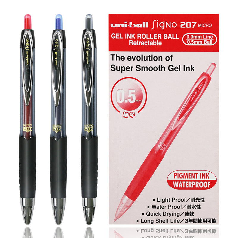 Japan Uni Mitsubishi UMN207 Student Push Gel Pen 0.5mm Glue Grip Business Office Red Blue Black Signature Pen